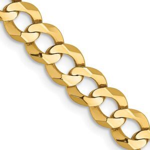 6mm 14K Yellow Gold Solid Light Flat Curb Chain Necklace, 24 Inch